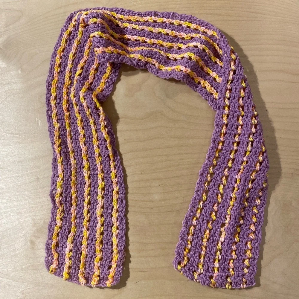 Striped Purple and Yellow Knit Scarf (OV)